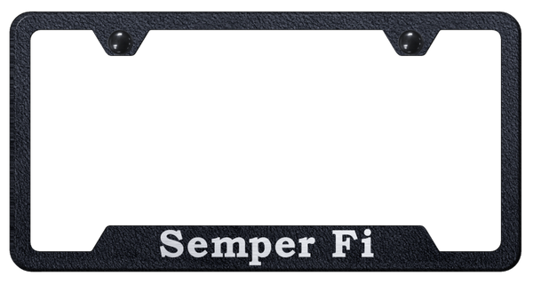 Semper Fi Cut-Out Frame - Laser Etched Rugged Black License Plate Frame - GF.SEFI.ERB