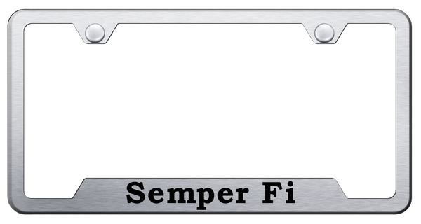 Semper Fi Cut-Out Frame - Laser Etched Brushed License Plate Frame - GF.SEFI.ES