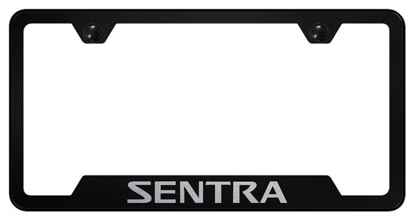 Nissan Sentra Black Notched Laser Etched License Frame - GF.SEN.EB