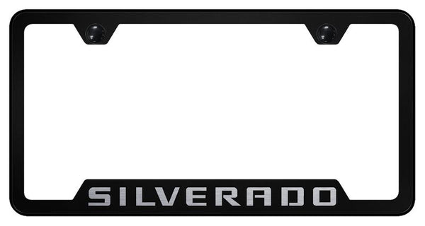 Chevrolet Silverado Black Notched Laser Etched License Frame - GF.SIL.EB