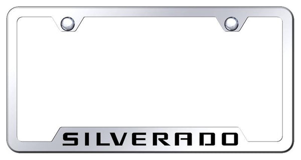 Chevrolet Silverado Stainless Steel Notched Laser Etched License Frame - GF.SIL.EC