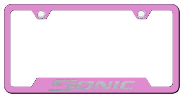 Chevrolet Sonic Pink Notched Laser Etched License Frame - GF.SONI.EP