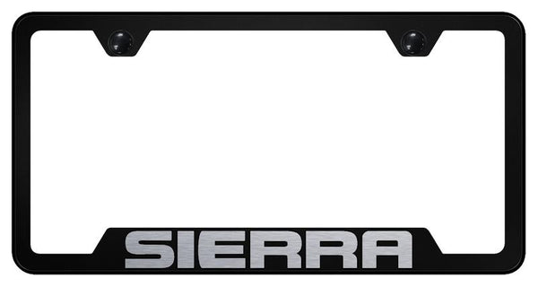 GMC Sierra Black Notched Laser Etched License Frame - GF.SRR.EB