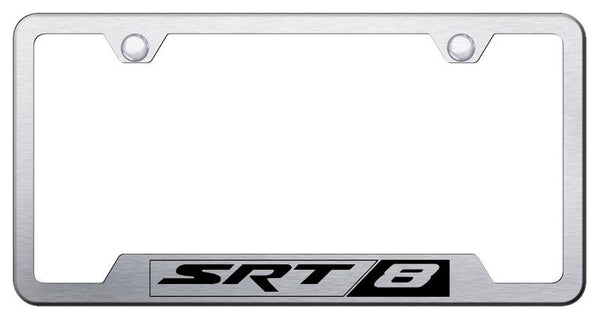 Jeep/Dodge/Chrysler SRT-8 Brushed Stainless Steel Notched Laser Etched License Frame - GF.SRT8.ES