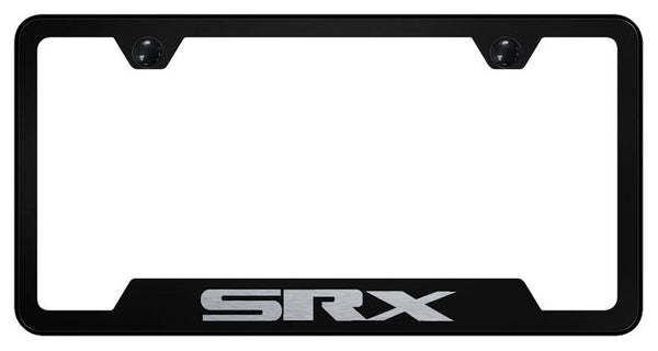 Cadillac SRX Black Notched Laser Etched License Frame - GF.SRX.EB