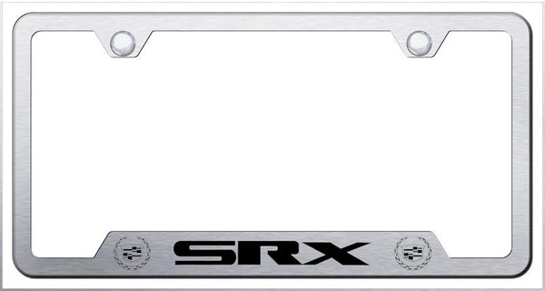 Cadillac SRX Brushed Stainless Steel Notched Laser Etched License Frame - GF.SRX2.ES