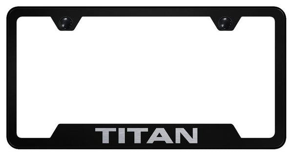 Nissan Titan Black Notched Laser Etched License Frame - GF.TIT.EB