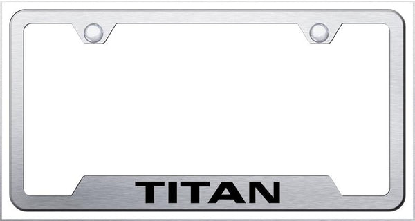 Nissan Titan Brushed Stainless Steel Notched Laser Etched License Frame - GF.TIT.ES