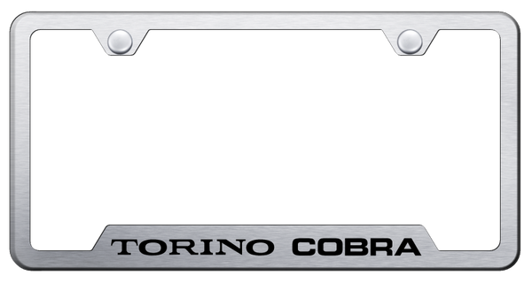 Ford Torino Cobra Cut-Out Frame - Laser Etched Brushed License Plate Frame - GF.TORC.ES