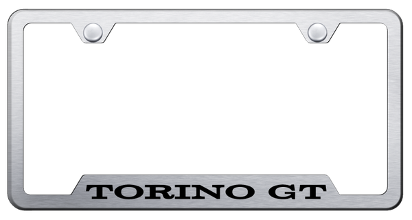 Ford Torino GT Cut-Out Frame - Laser Etched Brushed License Plate Frame - GF.TORGT.ES