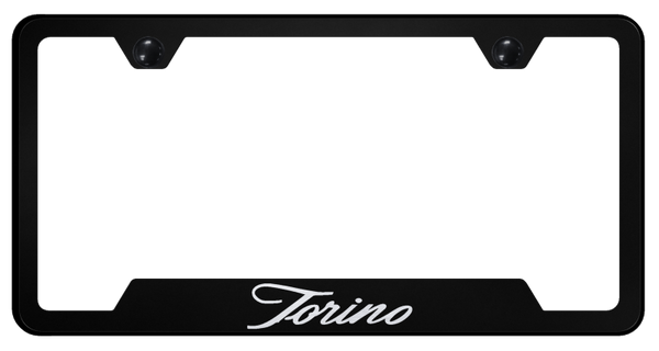 Ford Torino Script Cut-Out Frame - Laser Etched Black License Plate Frame - GF.TORS.EB