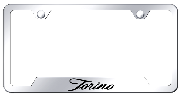 Ford Torino Script Cut-Out Frame - Laser Etched Mirrored License Plate Frame - GF.TORS.EC