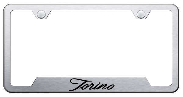 Ford Torino Script Cut-Out Frame - Laser Etched Brushed License Plate Frame - GF.TORS.ES