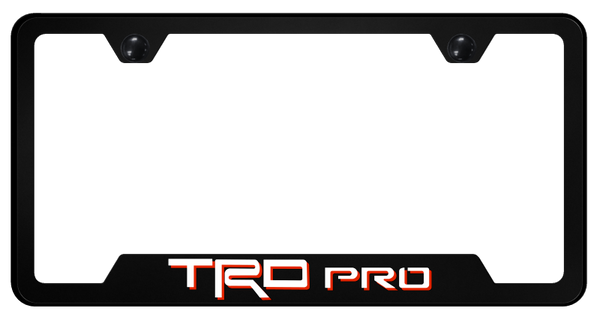 Toyota TRD Pro 2 Cut-Out Frame - UV Print on Black Stainless License Plate Frame - GF.TRDP2.UB