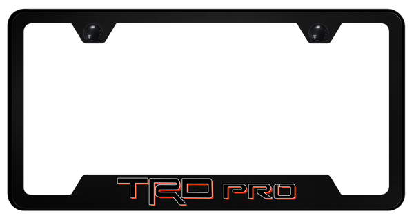 Toyota TRD Pro 3 Cut-Out Frame - UV Print on Black Stainless License Plate Frame - GF.TRDP3.UB