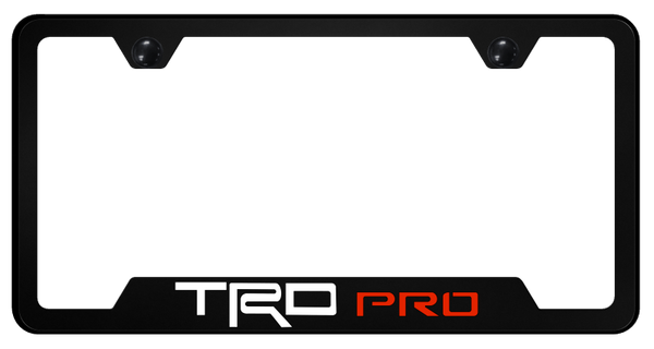 Toyota TRD Pro Cut-Out Frame - UV Print on Black Stainless License Plate Frame - GF.TRDP.UB