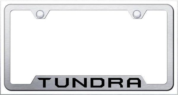 Toyota Tundra Brushed Stainless Steel Notched Laser Etched License Frame - GF.TUN.ES