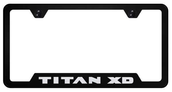 Nissan Titan XD Cut-Out Frame - Laser Etched Black License Plate Frame - GF.TXD.EB