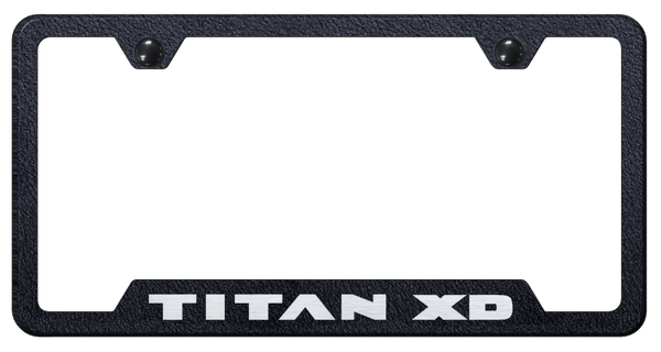 Nissan Titan XD Cut-Out Frame - Laser Etched Rugged Black License Plate Frame - GF.TXD.ERB