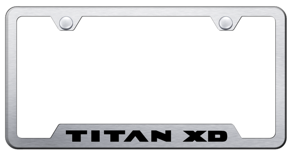 Nissan Titan XD Cut-Out Frame - Laser Etched Brushed License Plate Frame - GF.TXD.ES