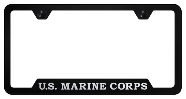 U.S.M.C. Name Cut-Out Frame - Laser Etched Black License Plate Frame - GF.USMCN.EB