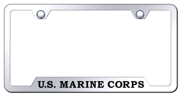 U.S.M.C. Name Cut-Out Frame - Laser Etched Mirrored License Plate Frame - GF.USMCN.EC