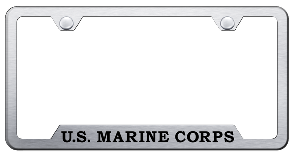 U.S.M.C. Name Cut-Out Frame - Laser Etched Brushed License Plate Frame - GF.USMCN.ES