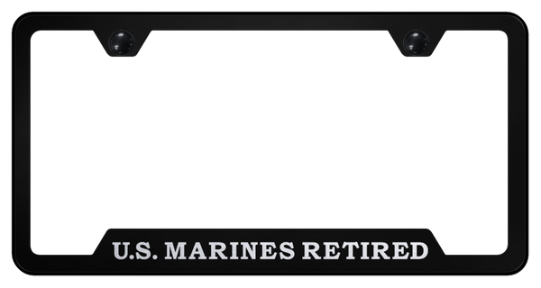 U.S. Marines Retired Cut-Out Frame - Laser Etched Black License Plate Frame - GF.USMCR.EB