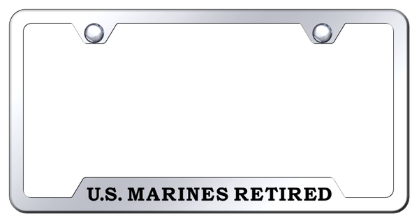 U.S. Marines Retired Cut-Out Frame - Laser Etched Mirrored License Plate Frame - GF.USMCR.EC