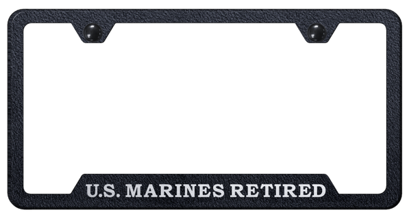 U.S. Marines Retired Cut-Out Frame - Etched Rugged Black License Plate Frame - GF.USMCR.ERB