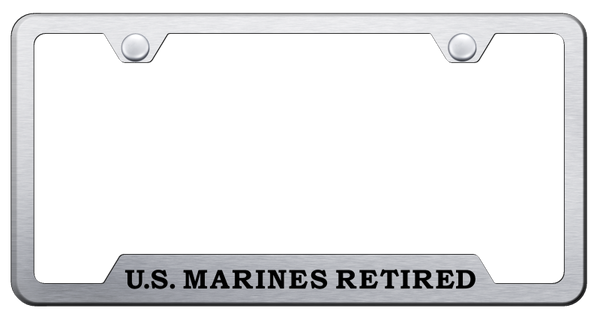 U.S. Marines Retired Cut-Out Frame - Laser Etched Brushed License Plate Frame - GF.USMCR.ES