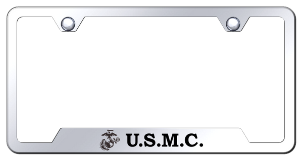 U.S.M.C. Cut-Out Frame - Laser Etched Mirrored License Plate Frame - GF.USMC.EC