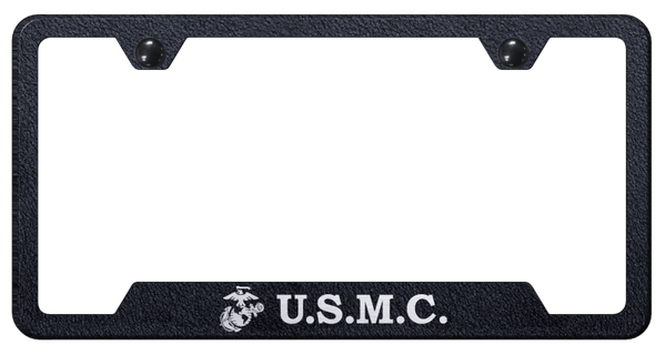 U.S.M.C. Cut-Out Frame - Laser Etched Rugged Black License Plate Frame - GF.USMC.ERB