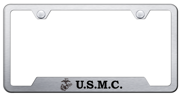 U.S.M.C. Cut-Out Frame - Laser Etched Brushed License Plate Frame - GF.USMC.ES