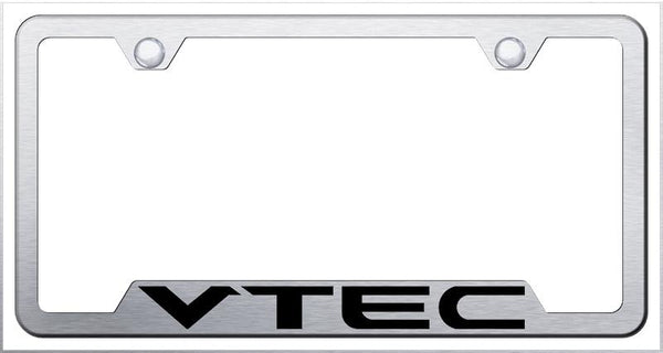 Honda VTEC Brushed Stainless Steel Notched Laser Etched License Frame - GF.VTE.ES