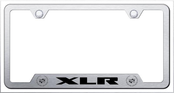 Cadillac XLR Brushed Stainless Steel Notched Laser Etched License Frame - GF.XLR2.ES