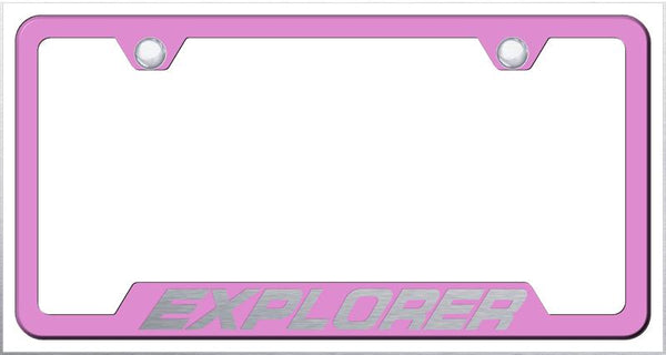 Ford Explorer Pink Notched Laser Etched License Frame - GF.XPL.EP