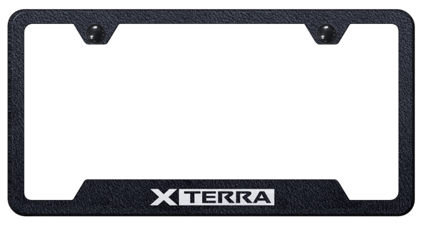 Nissan Xterra Cut-Out Frame - Laser Etched Rugged Black License Plate Frame - GF.XTE.ERB