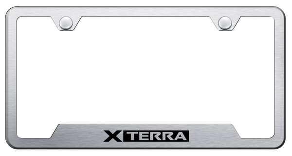 Nissan Xterra Cut-Out Frame - Laser Etched Brushed License Plate Frame - GF.XTE.ES