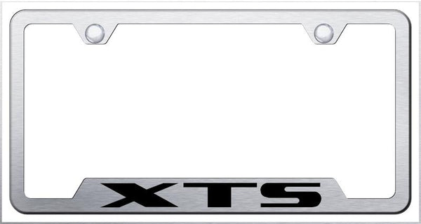 Cadillac XTS Brushed Stainless Steel Notched Laser Etched License Frame - GF.XTS.ES