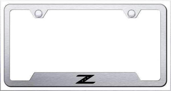 Nissan Z Brushed Stainless Steel Notched Laser Etched License Frame - GF.Z.ES