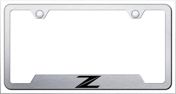 Nissan Z Brushed Stainless Steel Notched Laser Etched License Frame - GF.Z2.ES