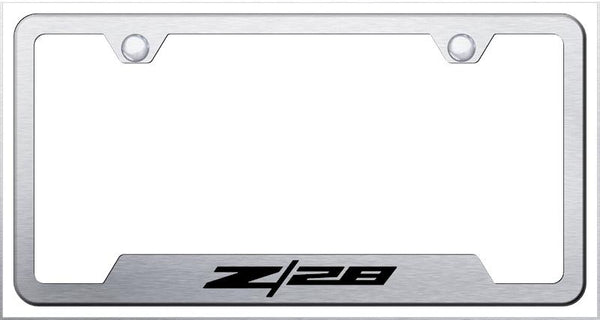 Chevrolet Z28 Brushed Stainless Steel Notched Laser Etched License Frame - GF.Z28.ES