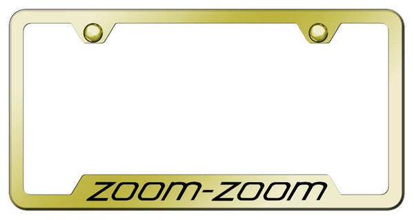 Mazda Zoom Zoom Gold Notched Laser Etched License Frame - GF.ZOO.EG