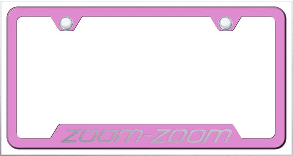 Mazda Zoom Zoom Pink Notched Laser Etched License Frame - GF.ZOO.EP