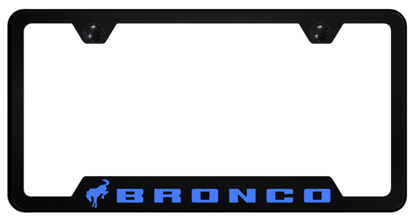 Ford Bronco 2020 Blue PC Notched Frame - UV Print on Black License Plate Frame - GFP.BRO3.BLU.UB