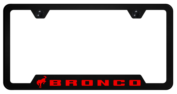 Ford Bronco 2020 Red PC Notched Frame - UV Print on Black License Plate Frame - GFP.BRO3.RED.UB