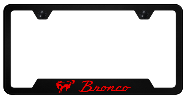 Ford Bronco Red PC Notched Frame - UV Print on Black License Plate Frame - GFP.BRO.RED.UB