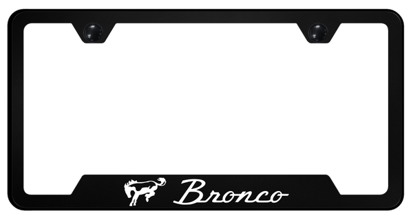 Ford Bronco PC Notched Frame - UV Print on Black License Plate Frame - GFP.BRO.UB