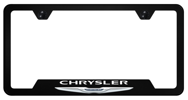 Chrysler Chrysler Name and Logo PC Notched Frame - UV Print on Black License Plate Frame - GFP.CHRNL.UB